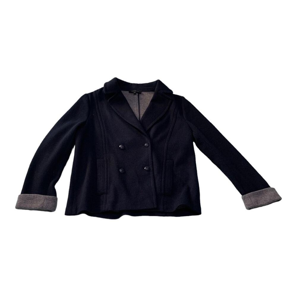 Talbots blue blazer womens 14 large unlined wool blend casual business casual
